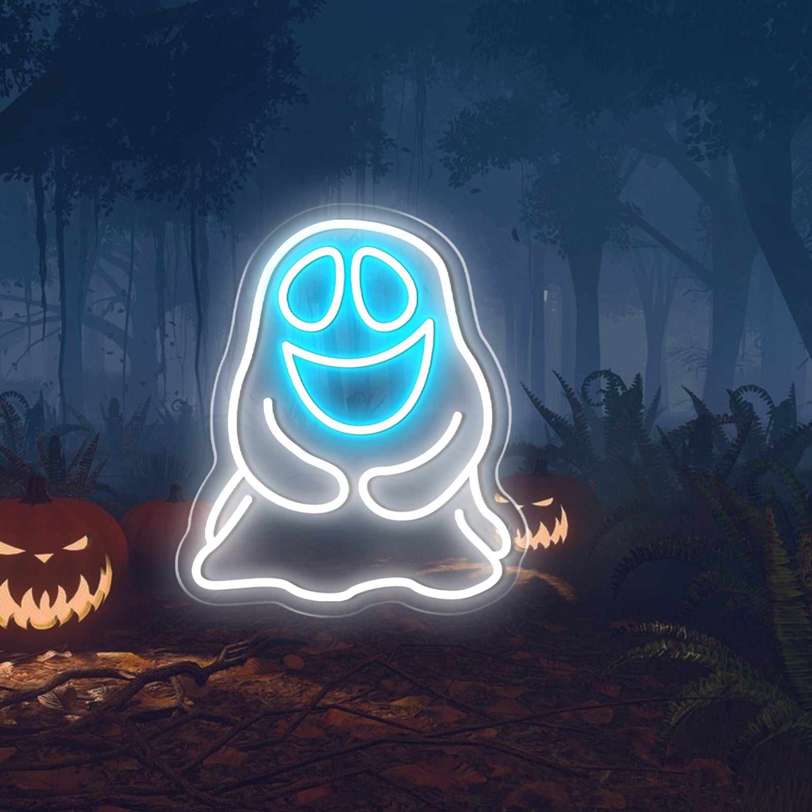 Wraith LED Neon Sign Light. Glowing ghost neon sign for Halloween.
