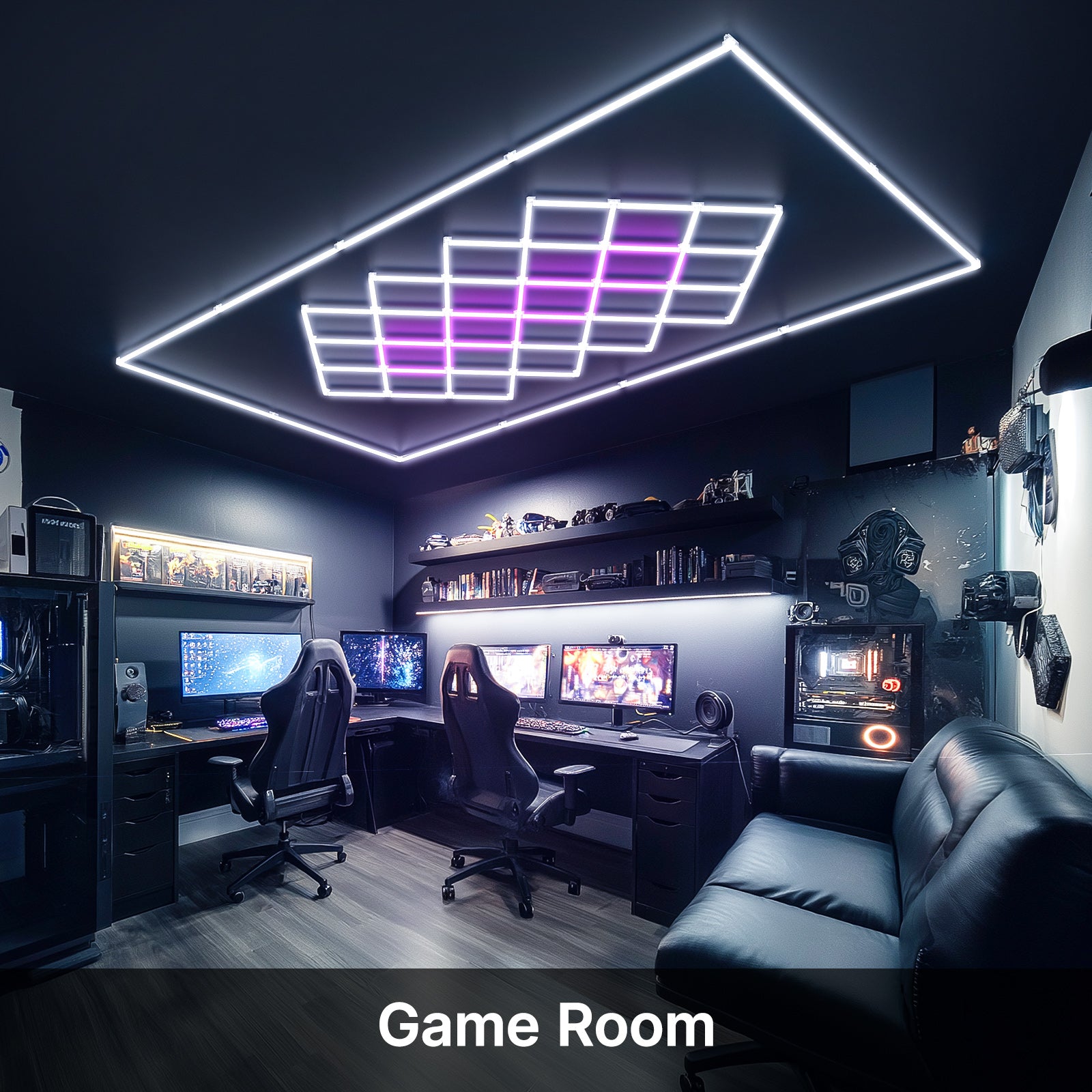 Hex LED lighting - game room