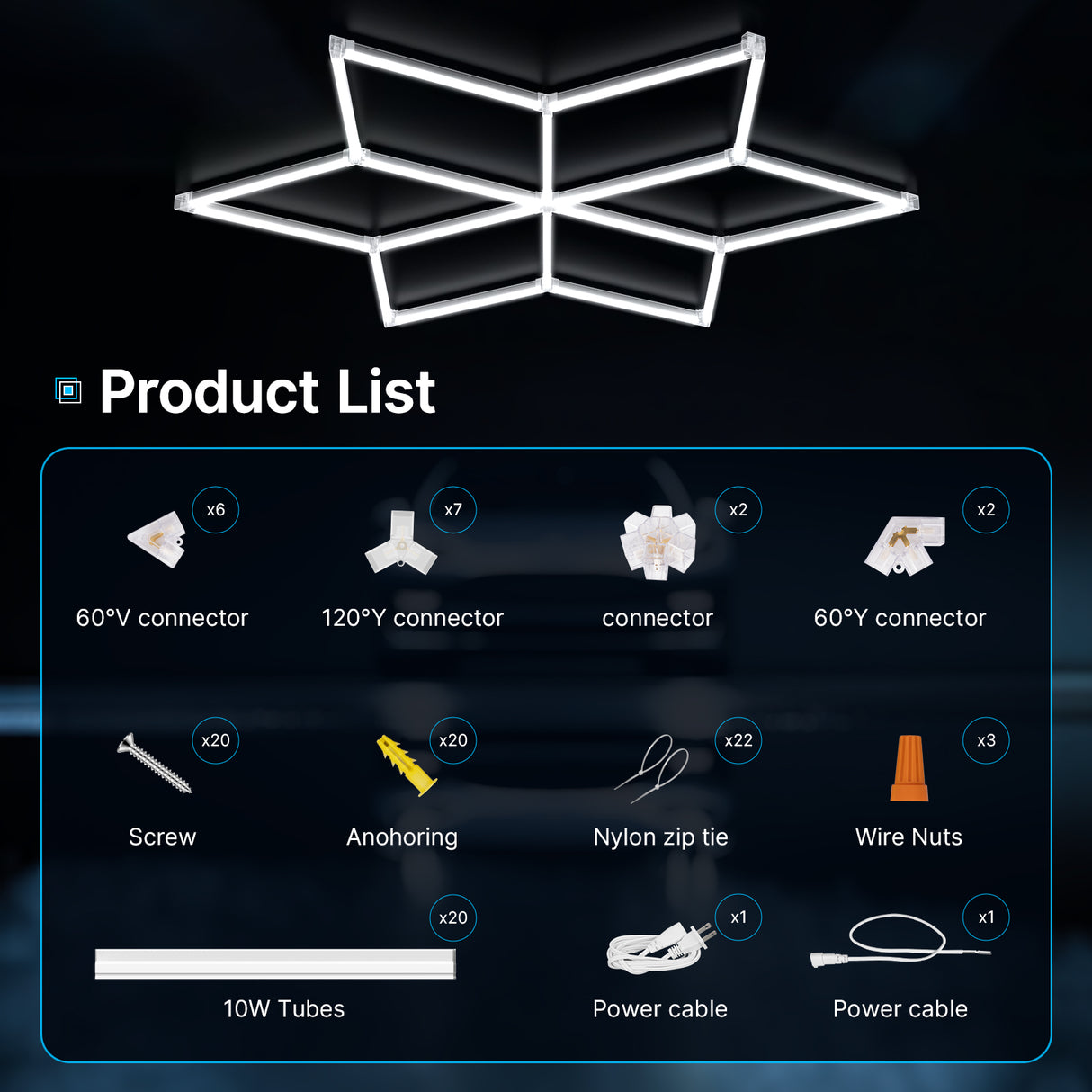 Luces de garaje hexagonales Hyperlite 