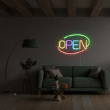 rainbow color open neon sign lights
