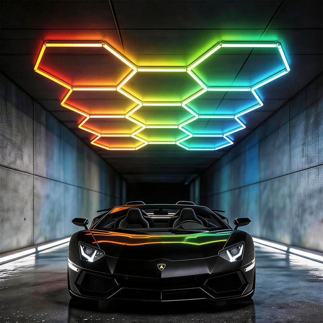 Hyperlite RGB hexagon garage lights - 11 grid