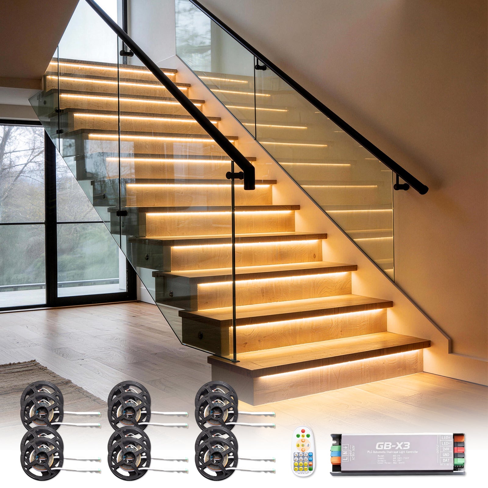 Hyperlite Intelligent Motion Sensor Stair Light Kit, 3000K, AC 100-240V