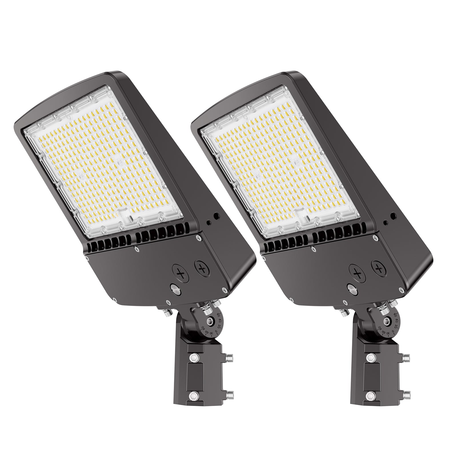 Hyperlite LED parking lot lights, adjustable slip fitter mount