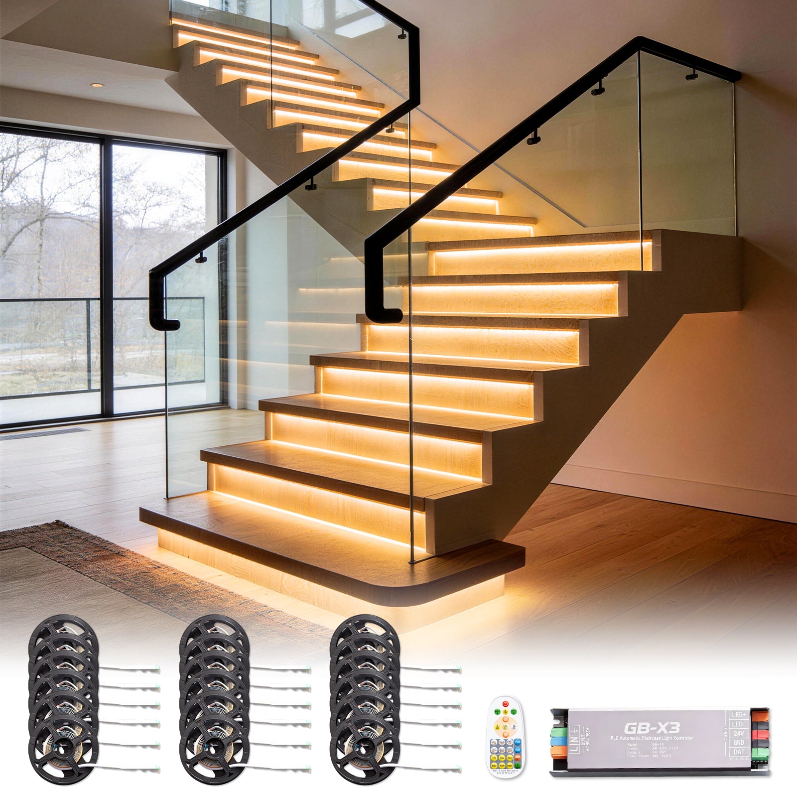 Hyperlite Intelligent Motion Sensor Stair Light Kit, 3000K, AC 100-240V