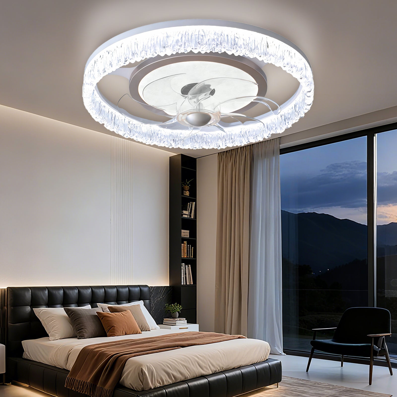 Flush-Mount LED Ceiling Fan with Light – Remote, 3-Color CCT, 6 Speeds