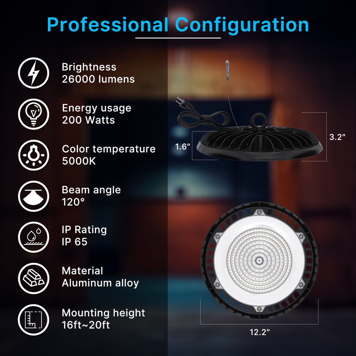 Hyperlite LED High Bay Light - BP Series, 26000lumens, 5000K, 120V ONLY