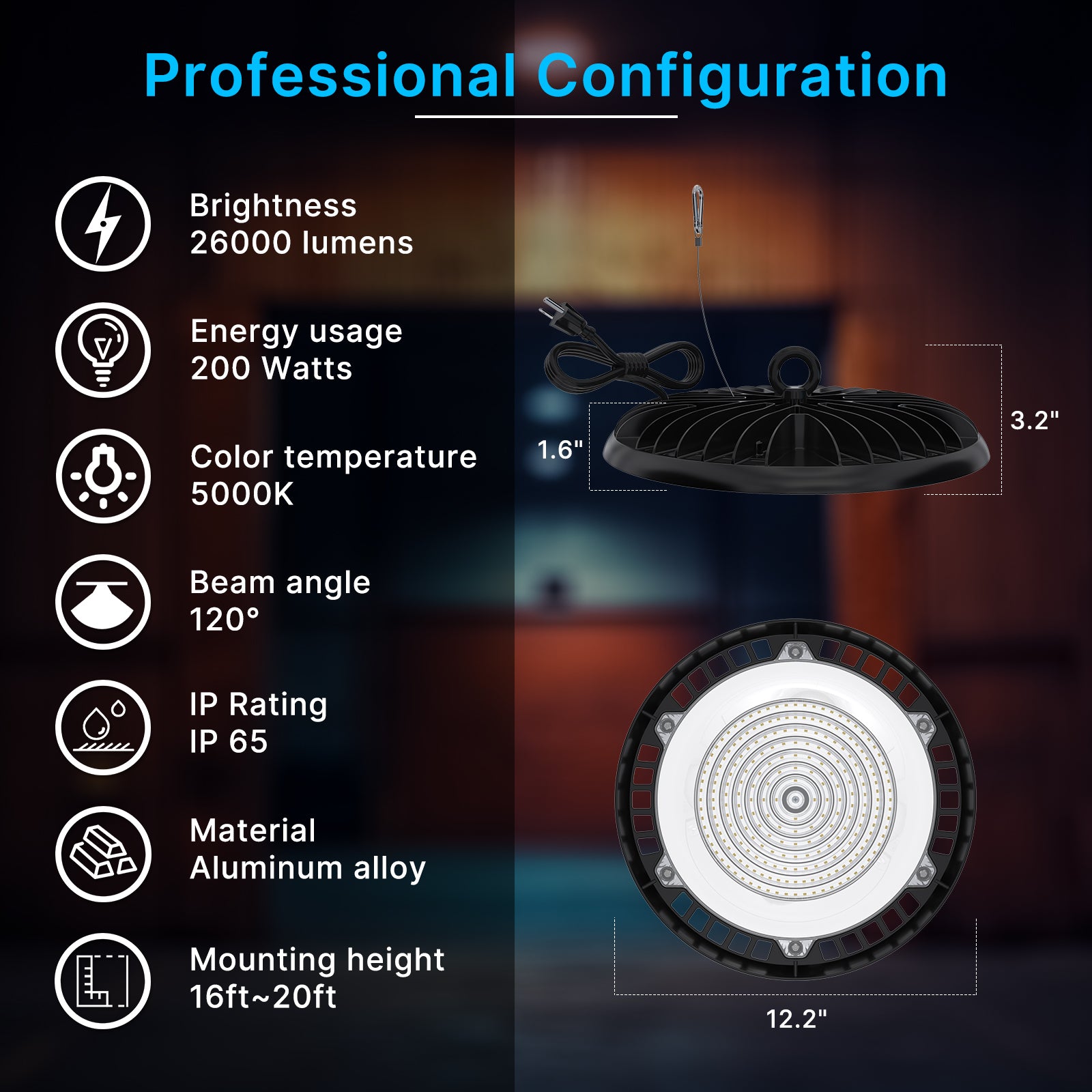 Hyperlite LED High Bay Light - BP Series, 26000lumens, 5000K, 120V ONLY