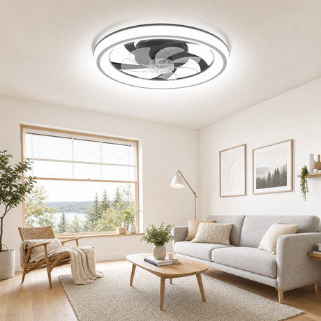 20" Smart LED Ceiling Fan – App/Remote, 6 Speeds, 3 CCT, Dimmable, Night Mode & Timer, Flush Mount
