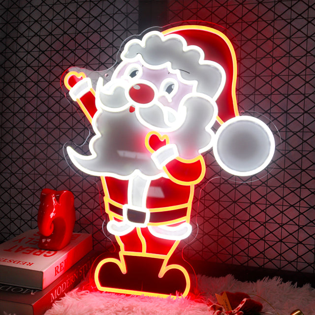 Festive Santa Claus LED neon sign with UV print for Christmas décor.