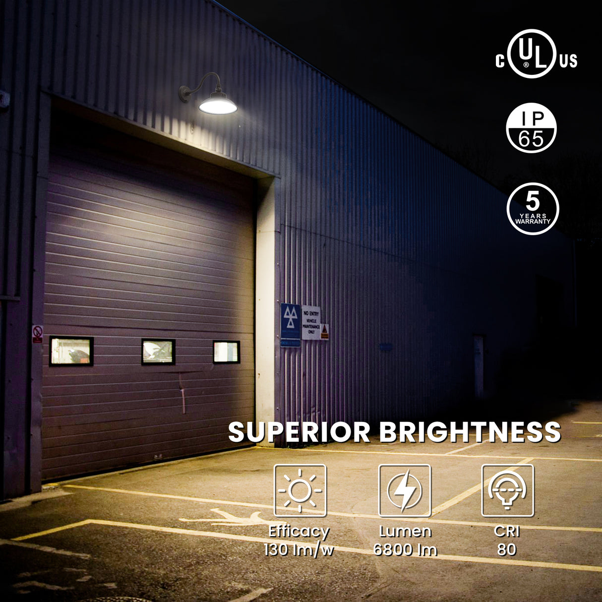 Luz LED de cuello de cisne para exteriores, iluminación ajustable, CA 120-277 V