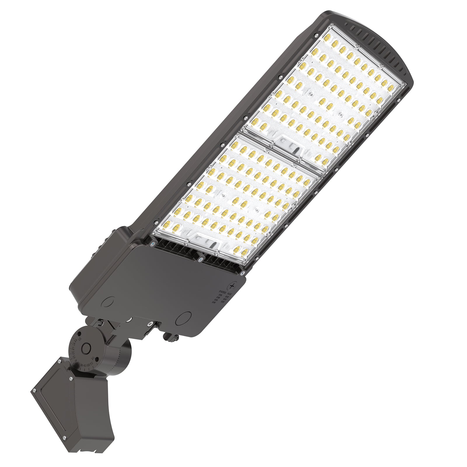 LED parking lot light fixture with adjustable angle