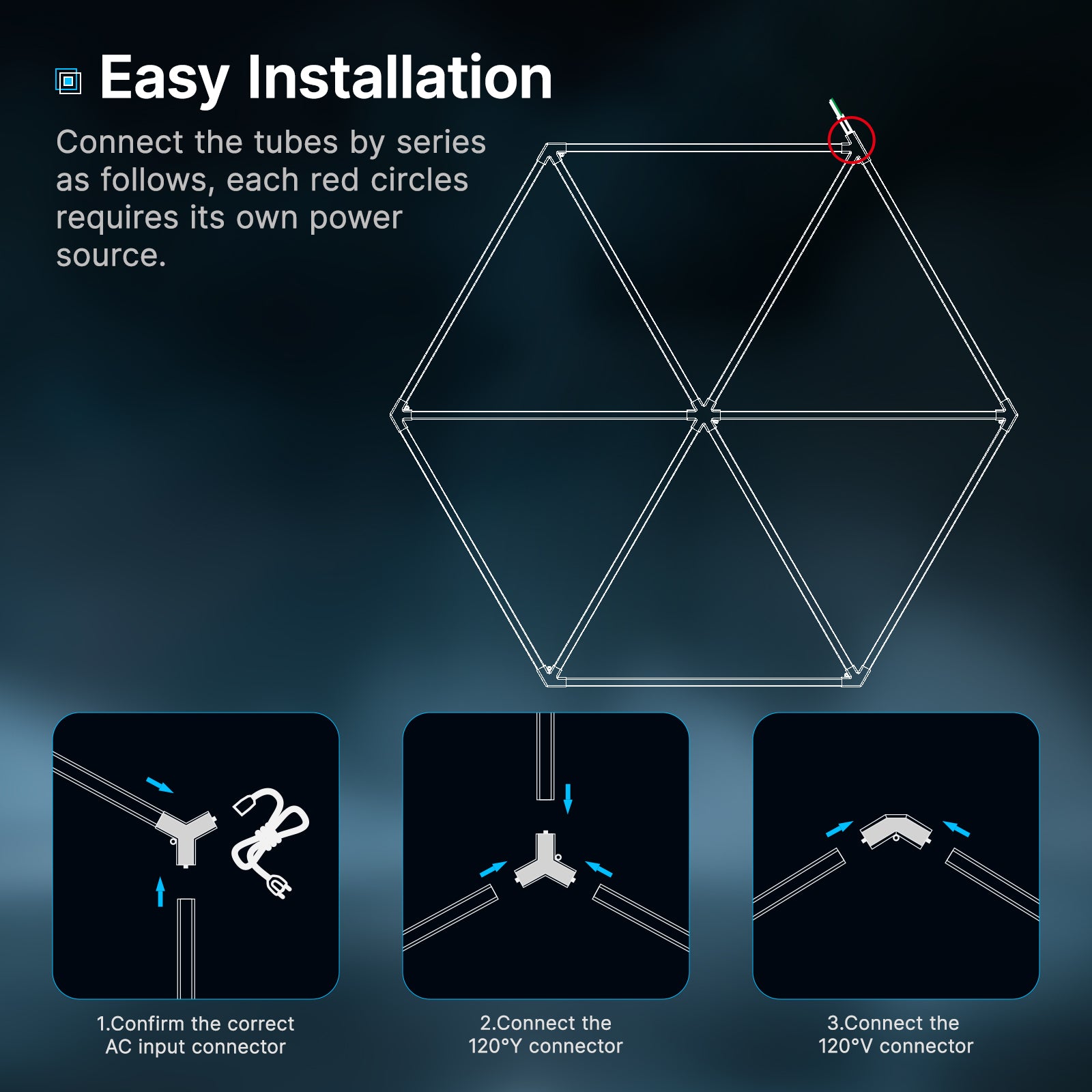 Geometric LED light ceiling installation
