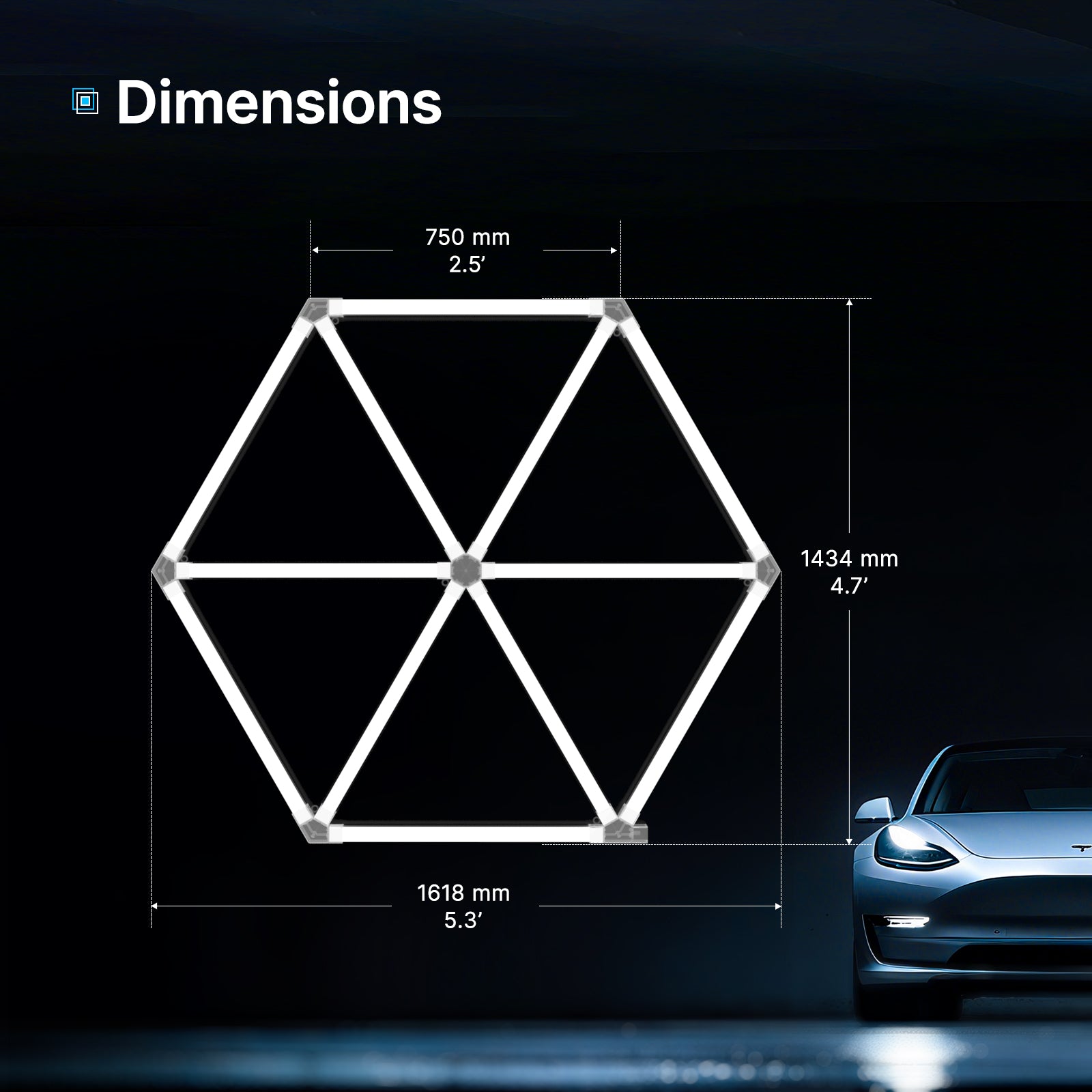 8x7ft Hyperlite hexagon light grid