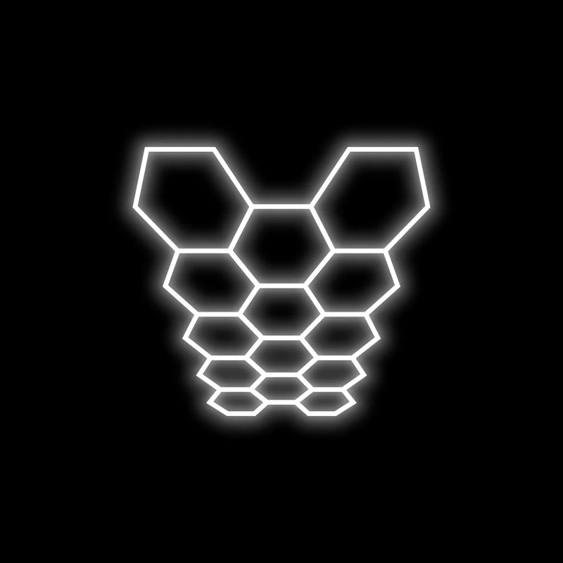 Hexagon garage light 14 Grids design, black background