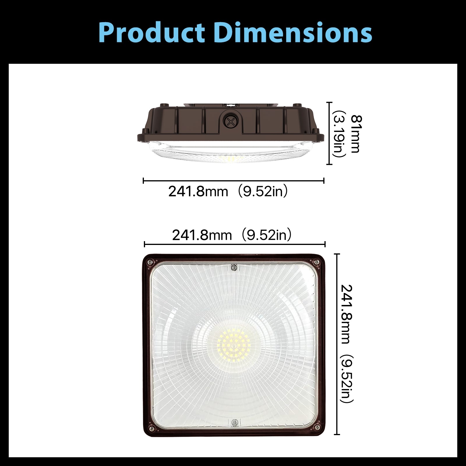 Hyperlite LED Canopy Light - Product Dimensions