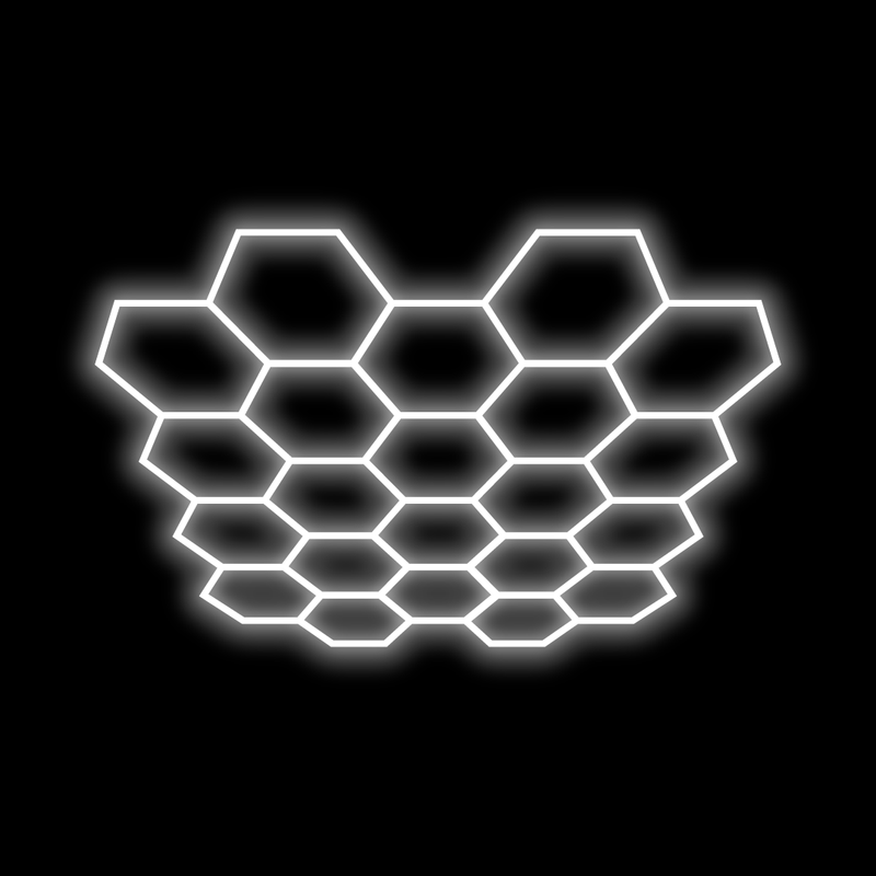 Glowing hexagon garage lights pattern