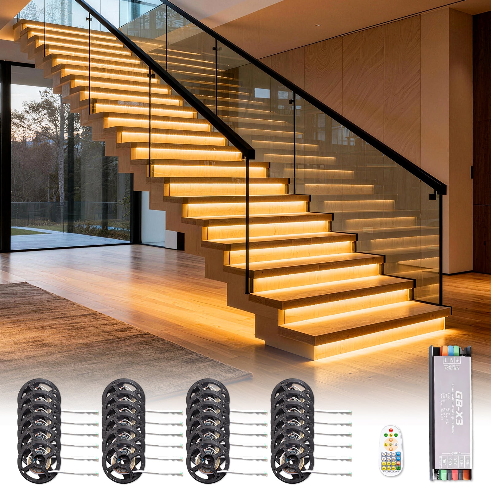 Hyperlite Intelligent Motion Sensor Stair Light Kit, 3000K, AC 100-240V