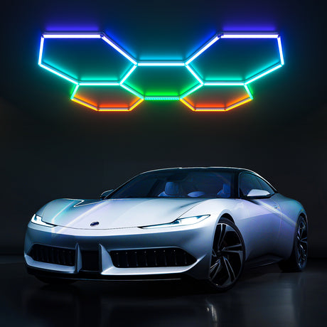 Hyperlite RGB hexagon garage lights