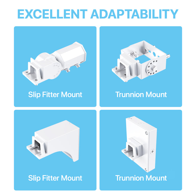 XALH LED Parking Lot Light Mount Options: Slip Fitter and Trunnion
