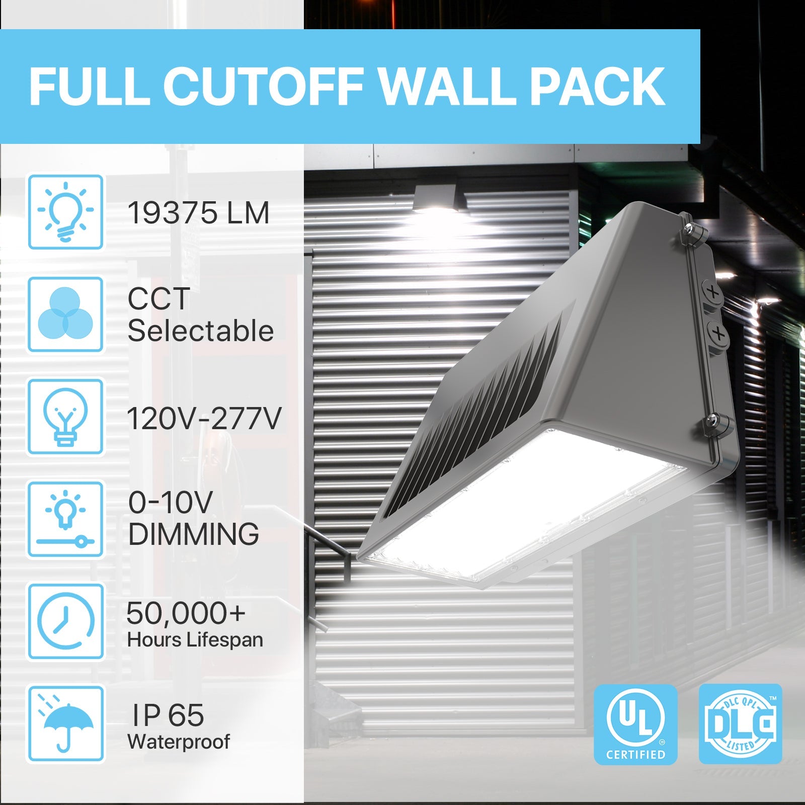 Wholesale Full Cutoff Wall Pack Lights - WPD Series, with Photocell 63W-125W Wattage 3000/4000/5000K Selectable