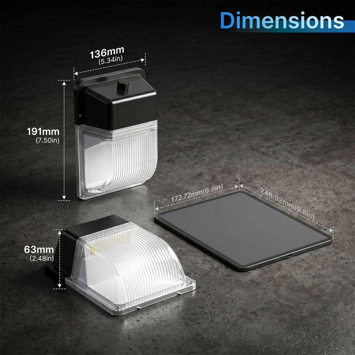 Mini paquete de luz LED de pared con fotocélula, 3450 lúmenes, CA 120 V