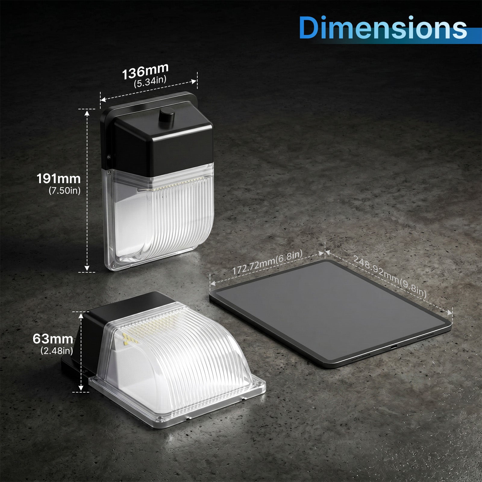 Mini paquete de luz LED de pared con fotocélula, 3450 lúmenes, CA 120 V