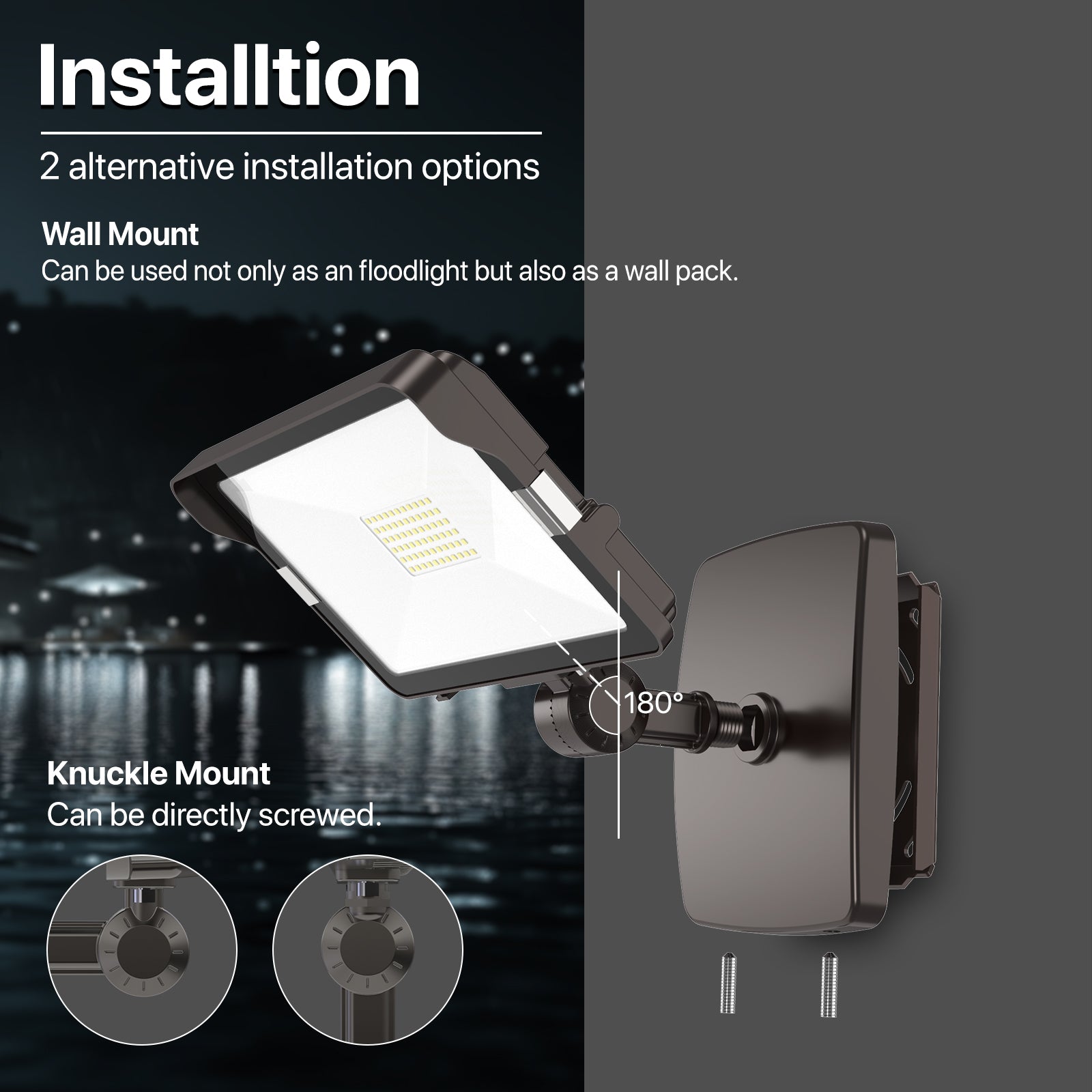 Hyperlite Mars Series LED flood light installation options