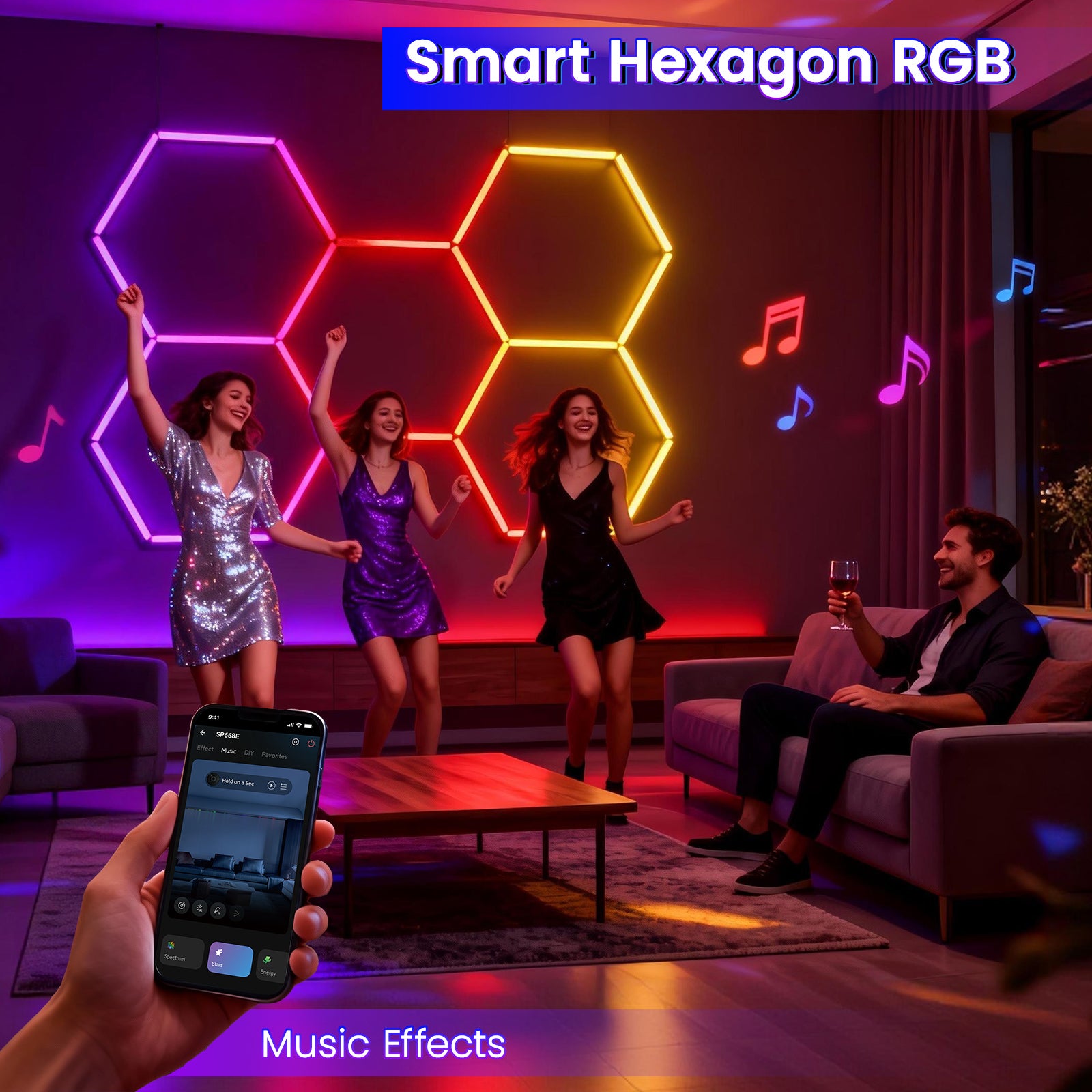 Smart Hexagon RGB - Music Effects