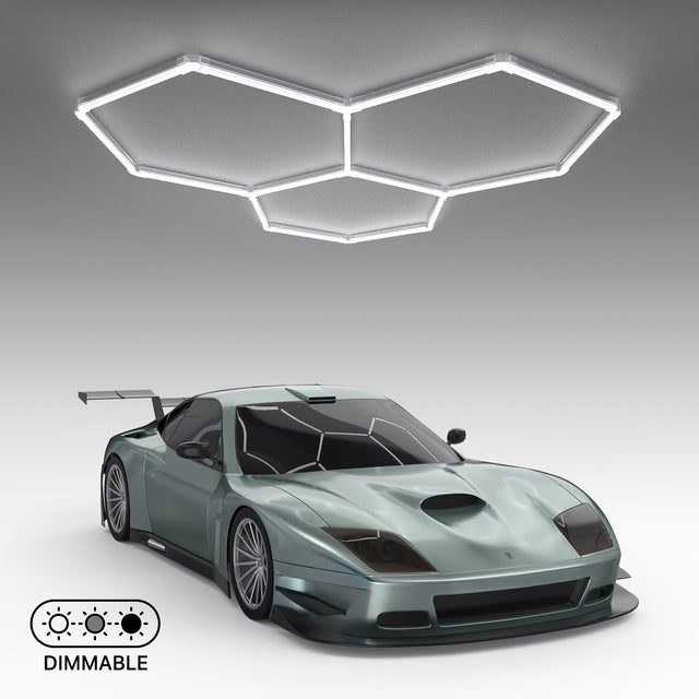 Dimmable Hyperlite Hexagon Lights above a sports car