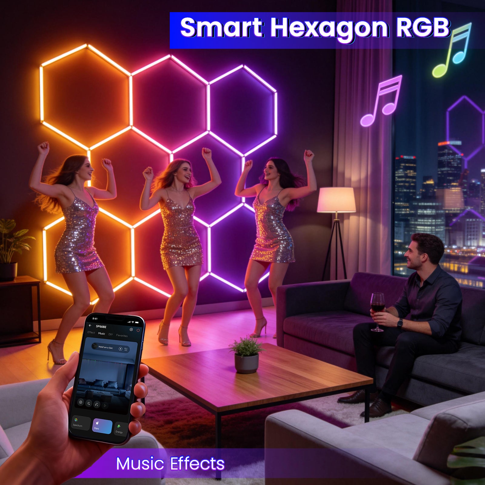Smart Hexagon RGB - Music Effects