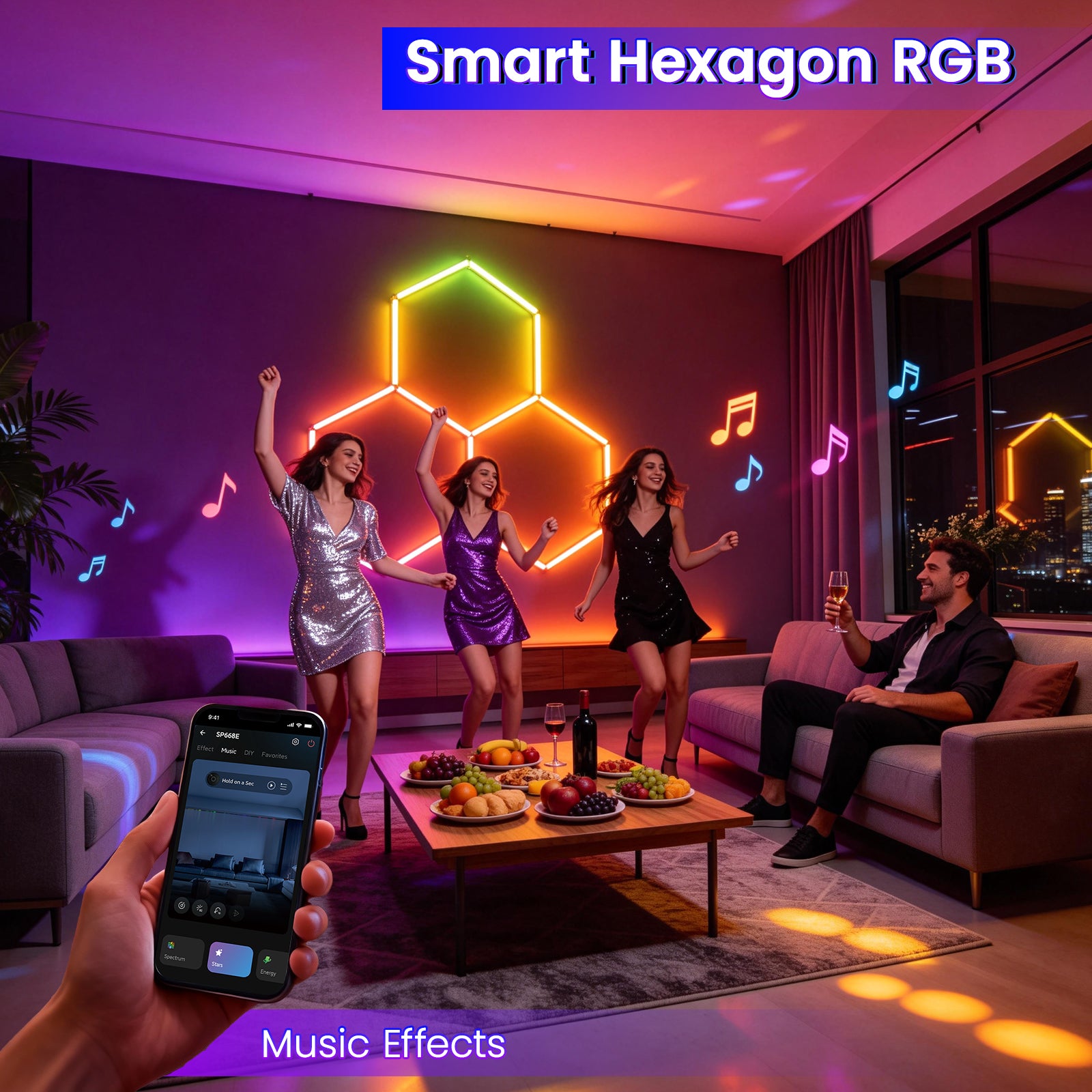 Smart Hexagon RGB - Music Effects
