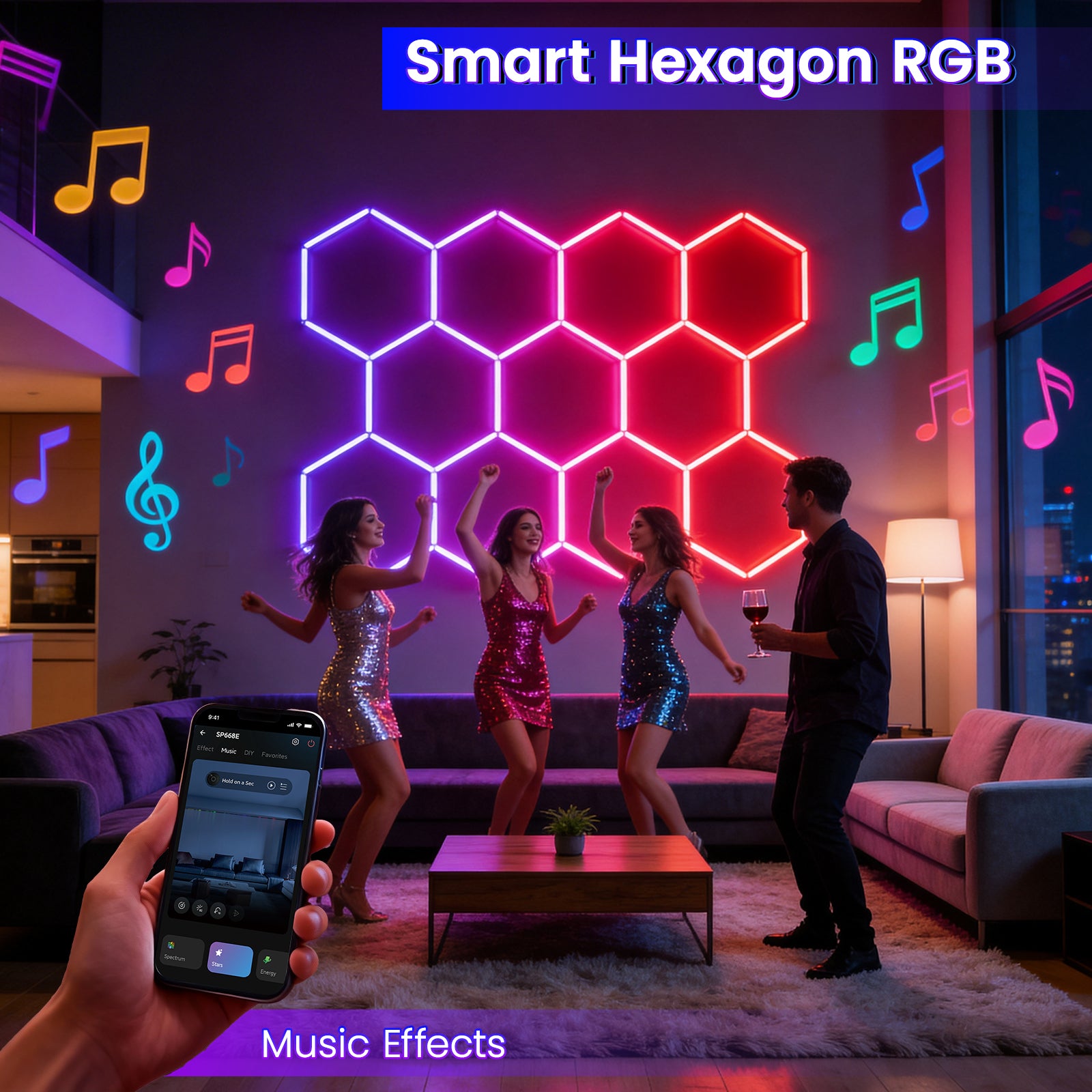 Smart Hexagon RGB - Music Effects