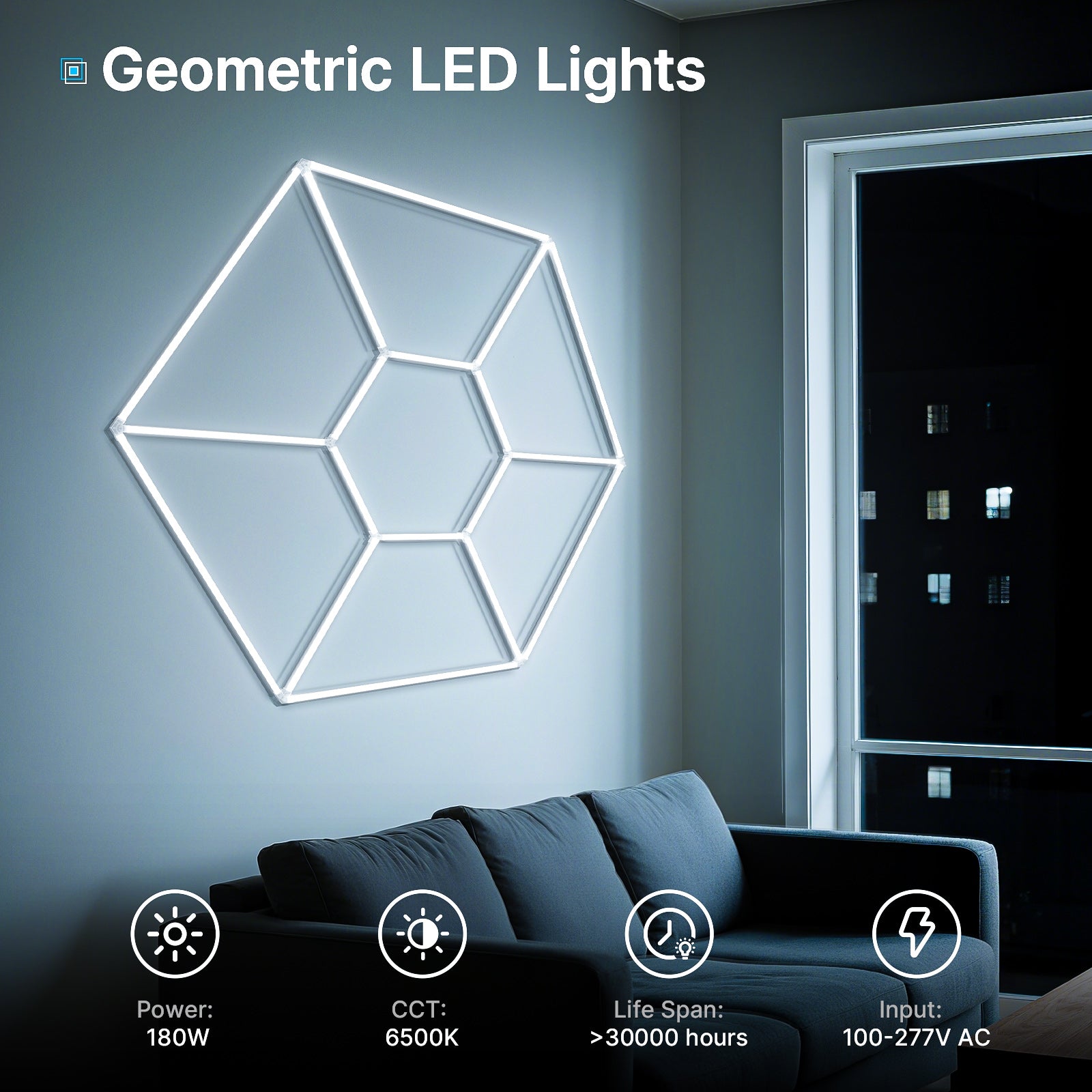 Modular hexagon lighting system display