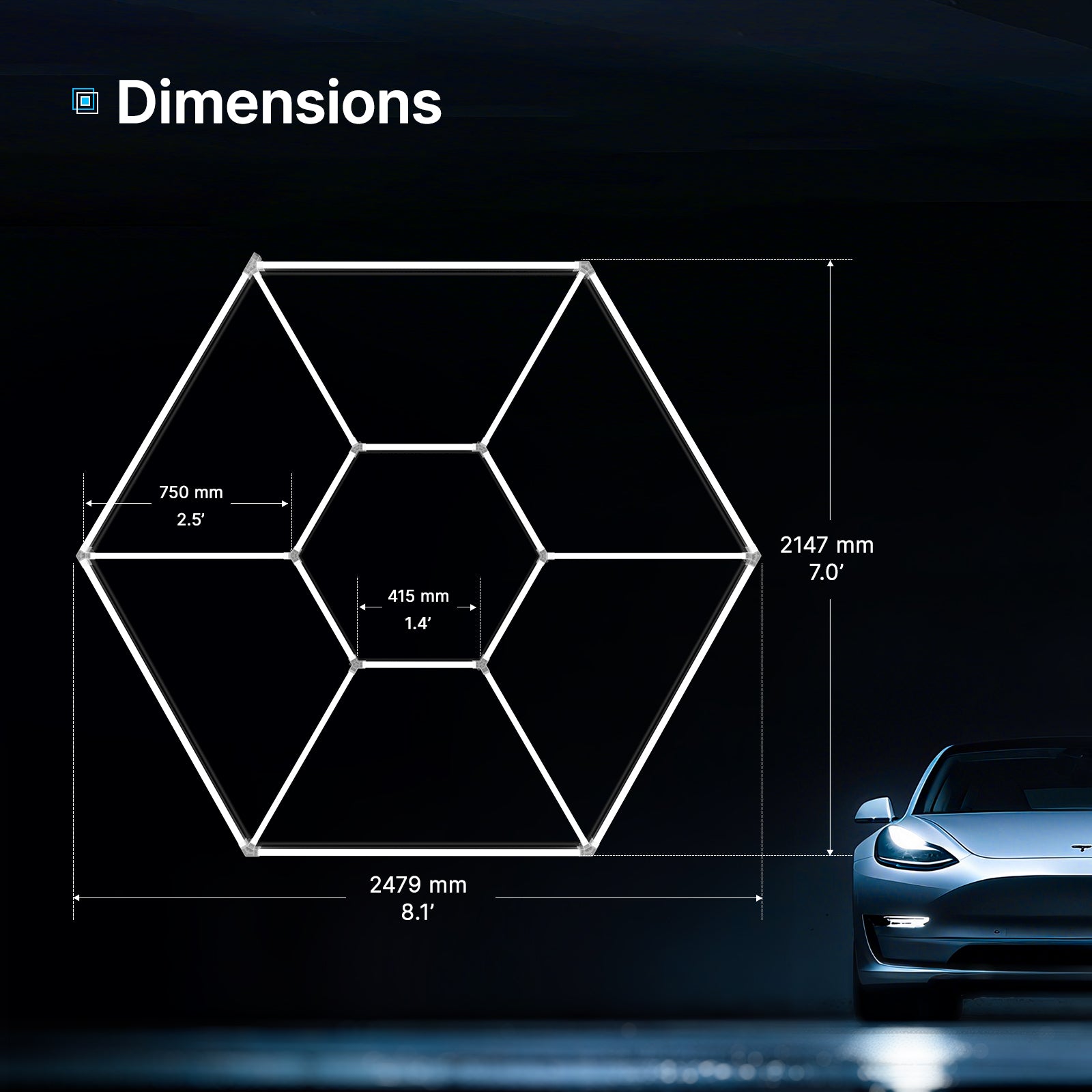 8x7ft Hyperlite geometric light panel