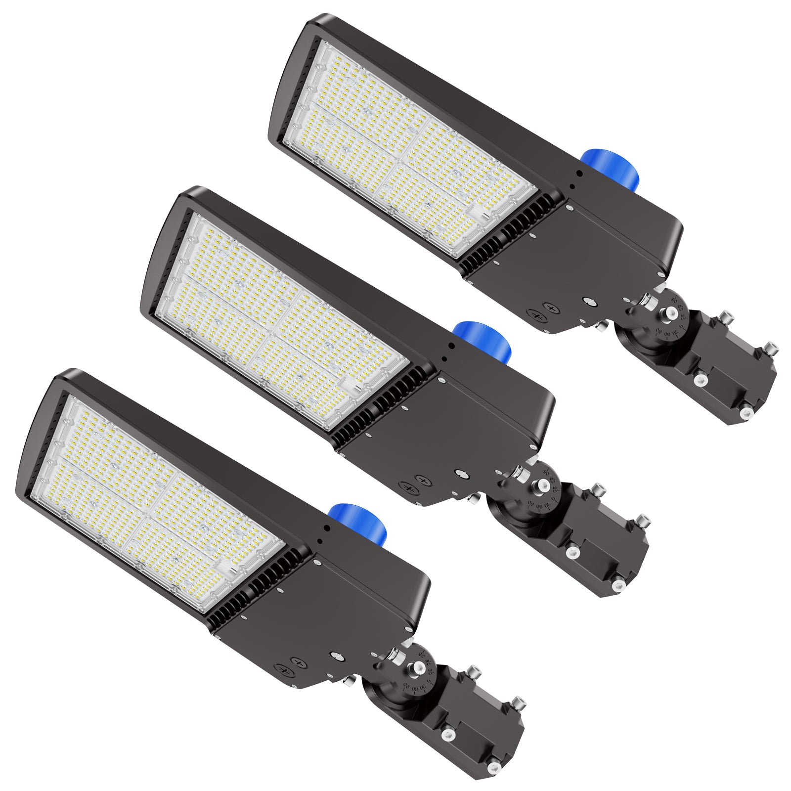 Three Hyperlite LED parking lot lights