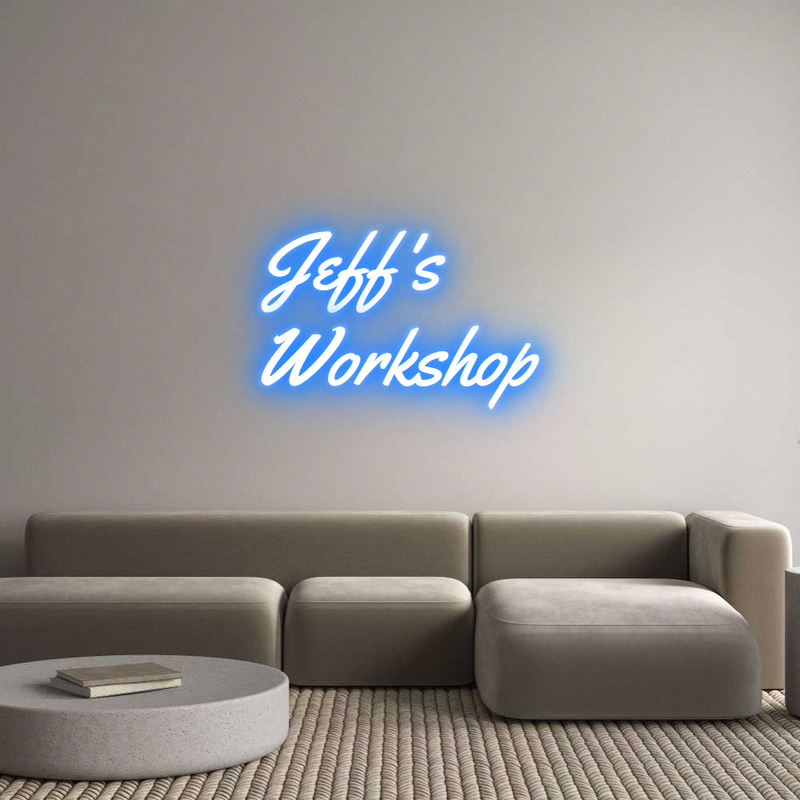 Custom Neon Light Jeff's Workshop, super blue color