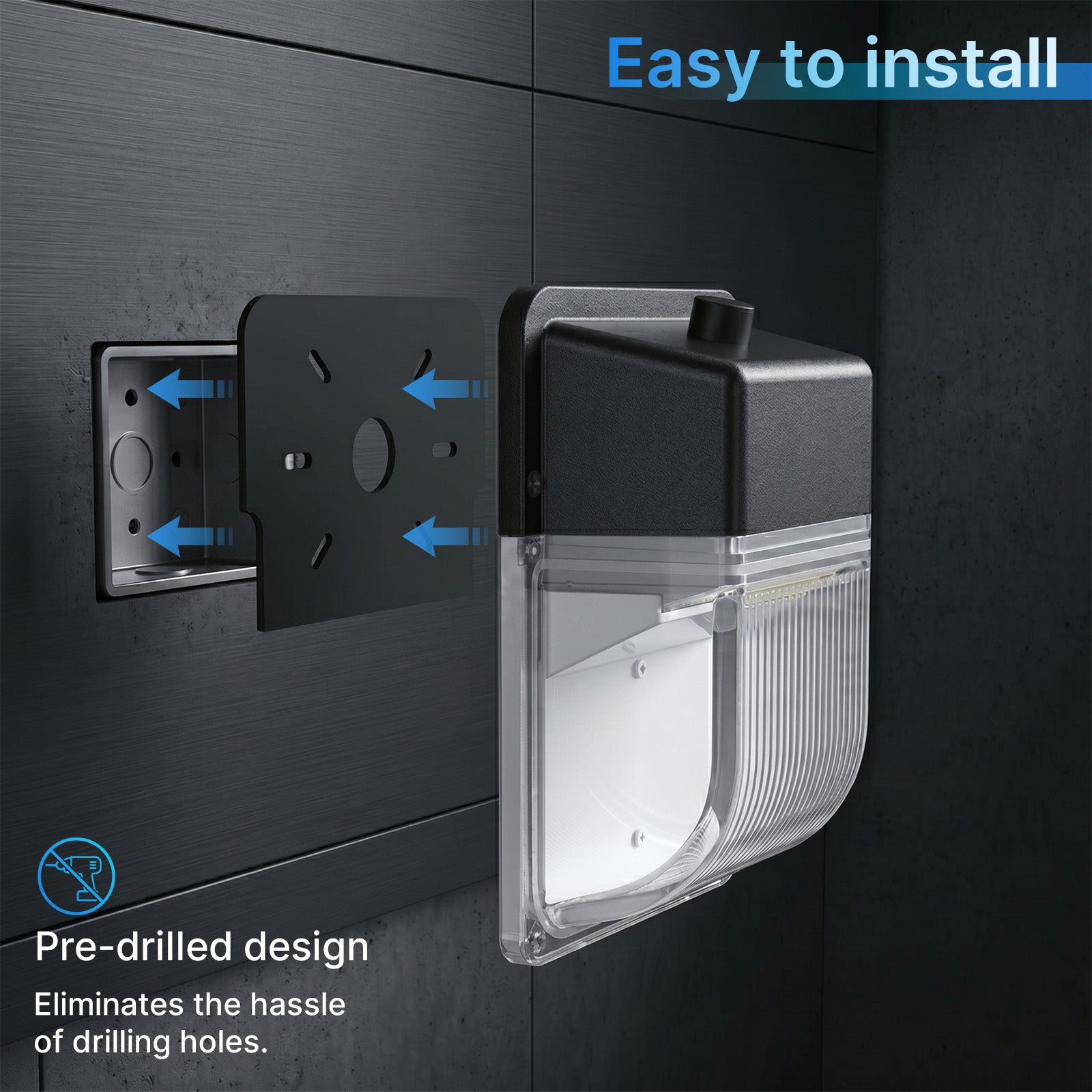 Mini paquete de luz LED de pared con fotocélula, 3450 lúmenes, CA 120 V