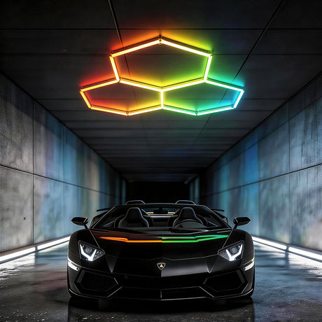 Hyperlite RGB hexagon garage lights - 3 grid