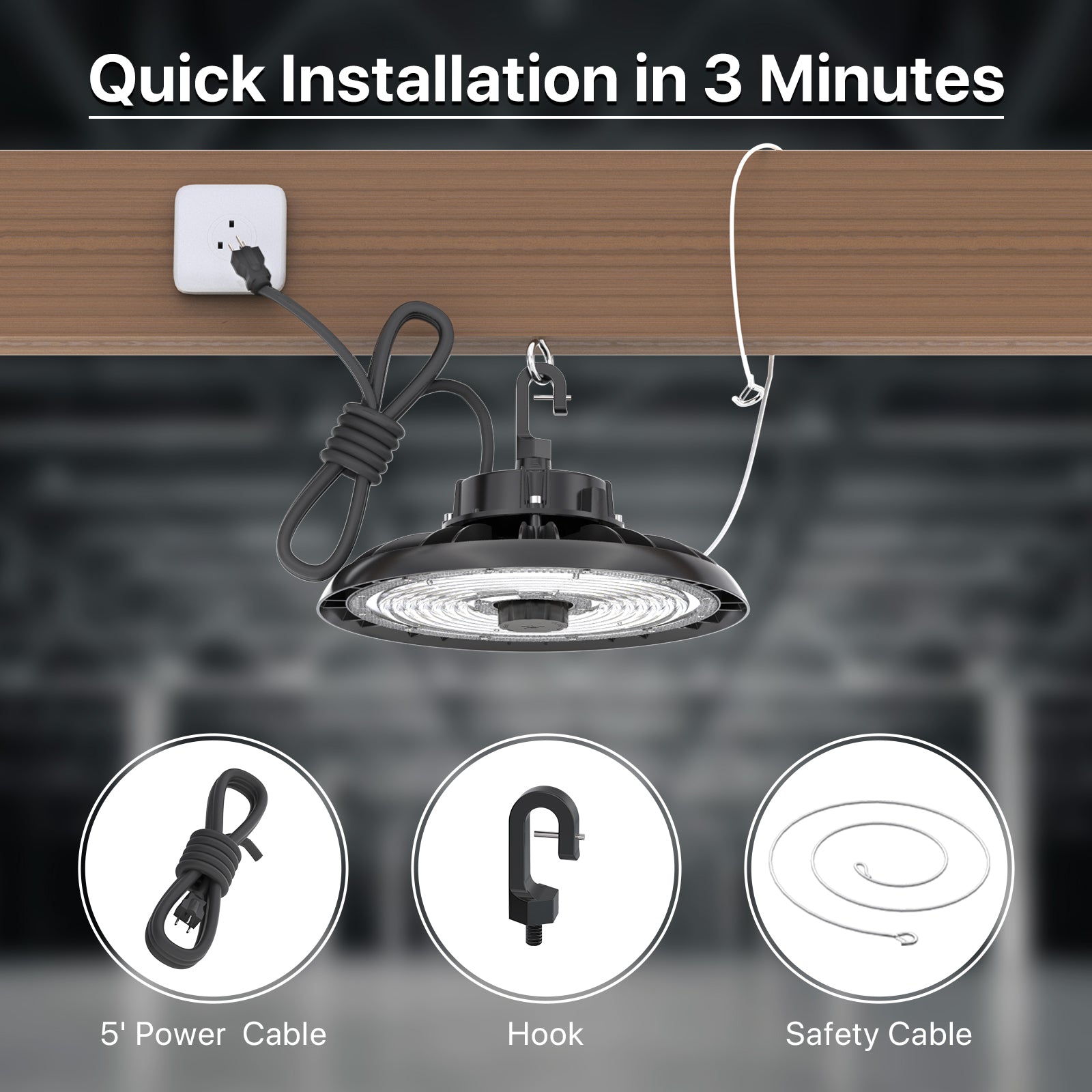 Hyperlite RADAR series LED high bay light installation components