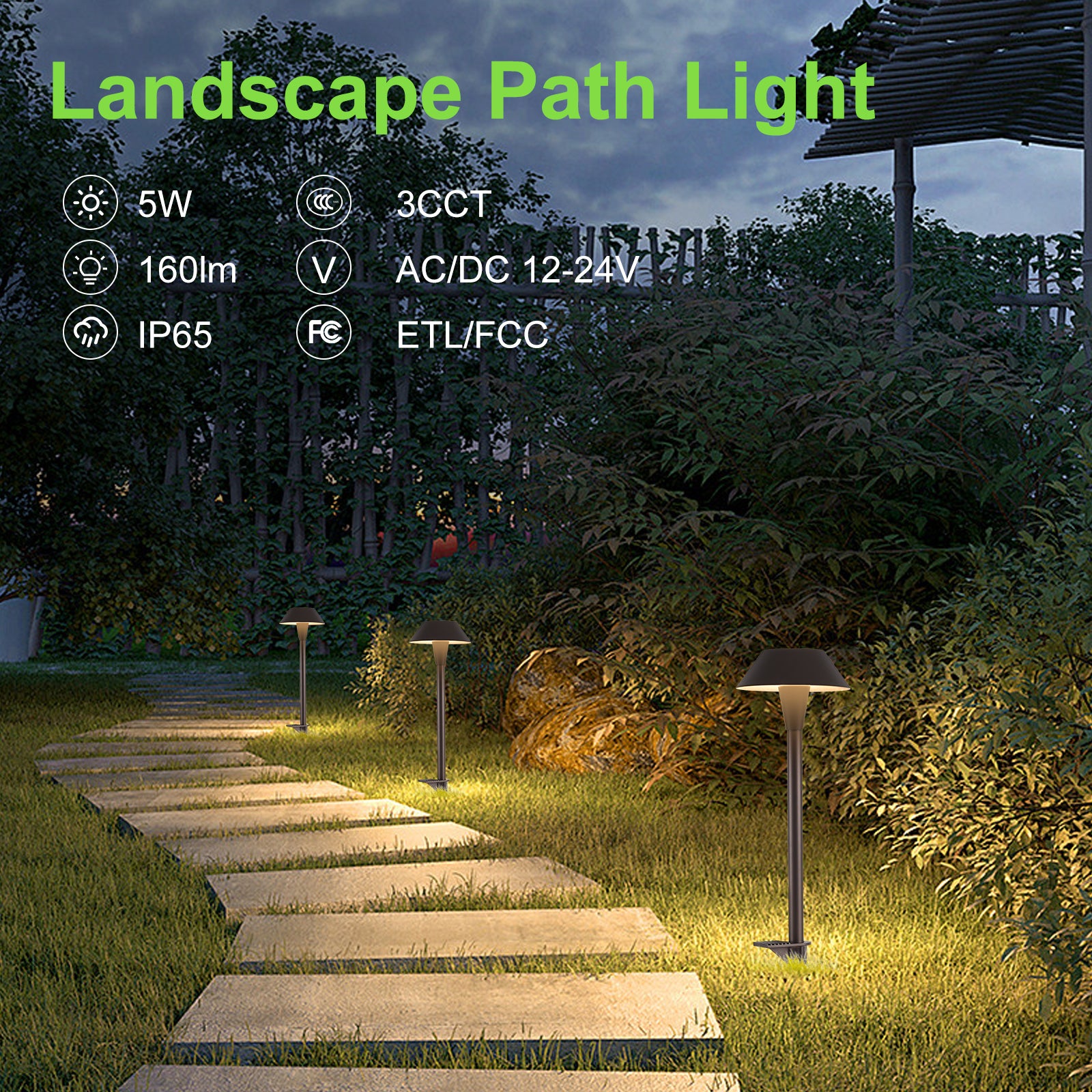 Glitgate Landscape Path Light illuminating a garden path - outdoor lighting