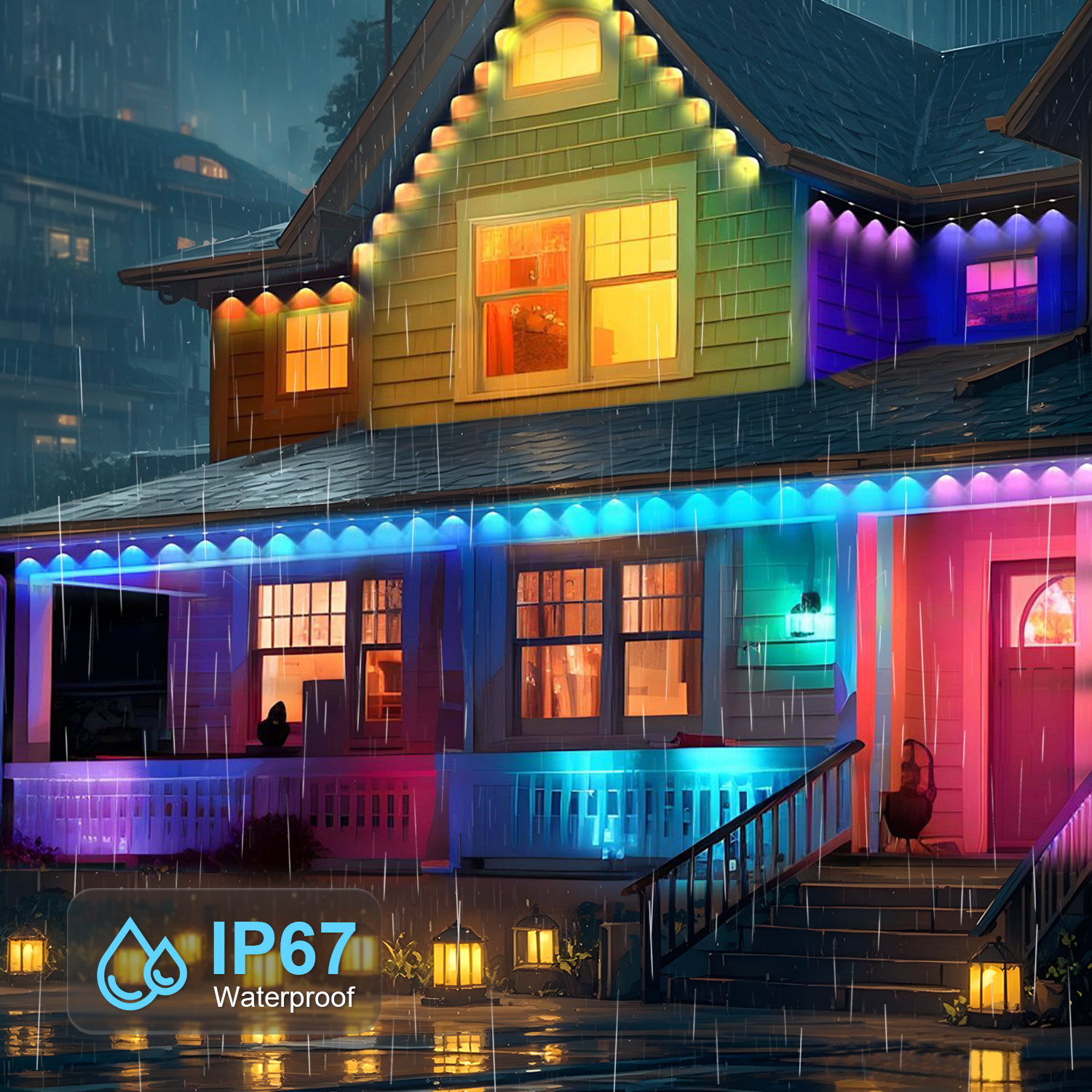 Permanent Outdoor Lights, RGB+IC LED Lights with Smart APP & Remote Control