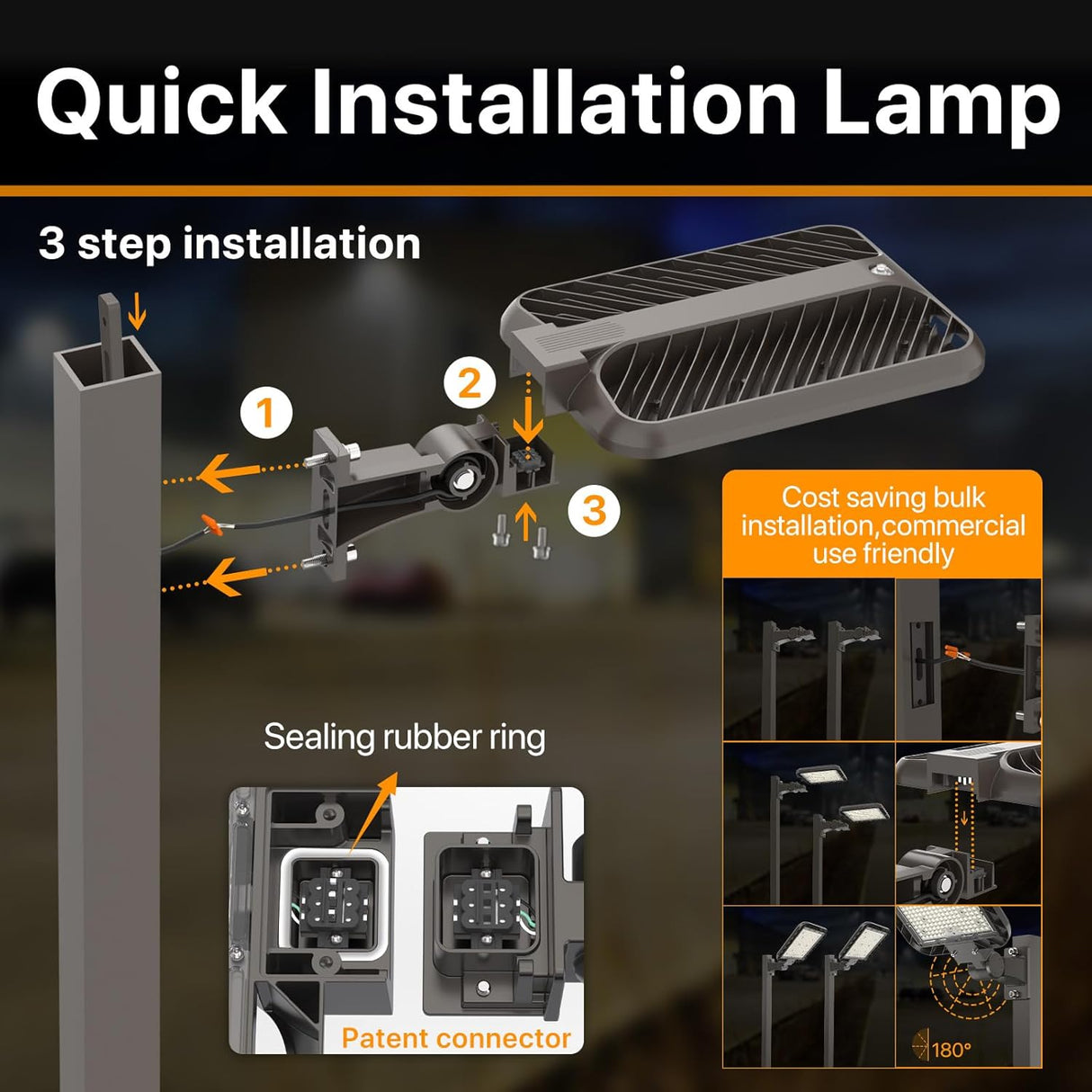 LED Parking Lot Light - Cobra Series, 60000lumens, 5000K, 100-277V, Dusk to Dawn