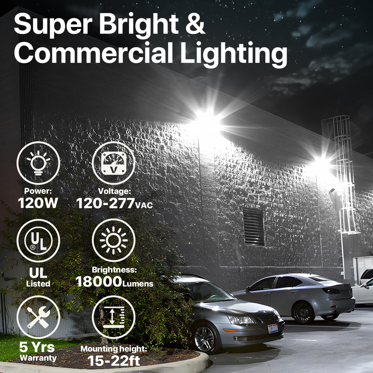 Hyperlight Led LED Wall Pack Light 120W | Glass Lens | 18,000lm