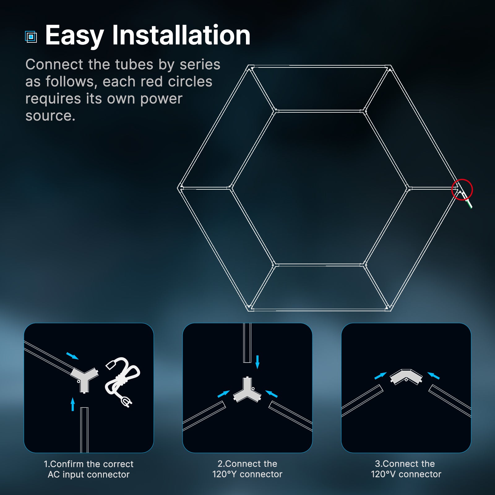 Diamond-pattern LED light installation