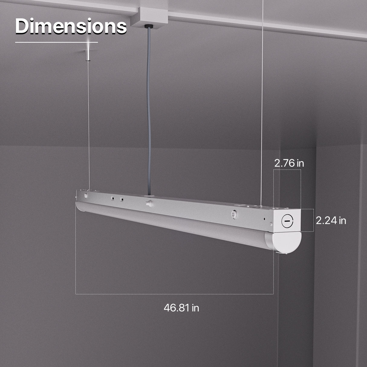 Hyperlite 4FT LED Linear Strip Light Fixture Dimensions