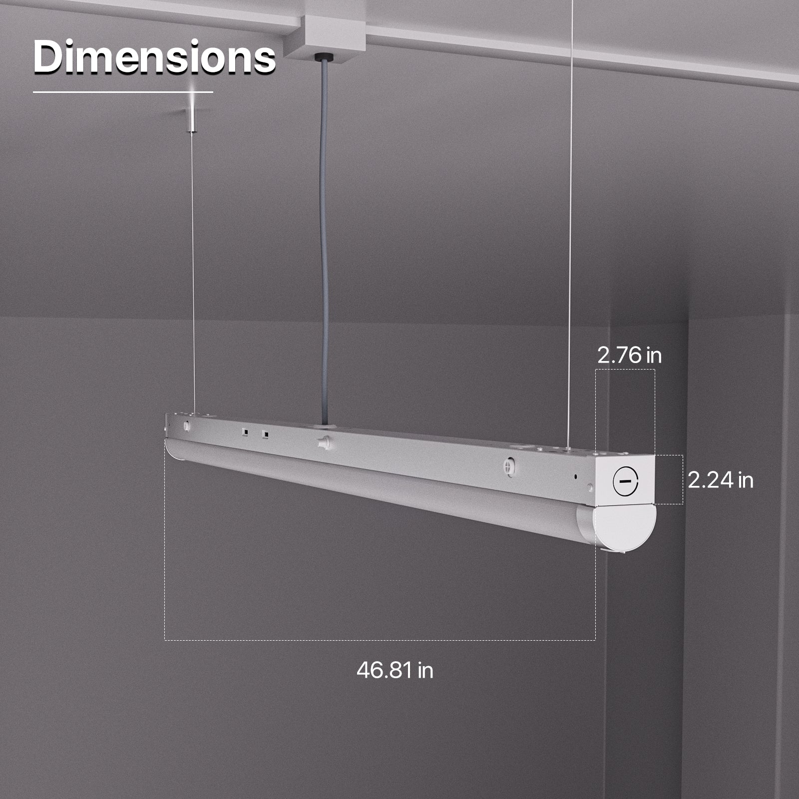 Hyperlite 4FT LED Linear Strip Light Fixture Dimensions