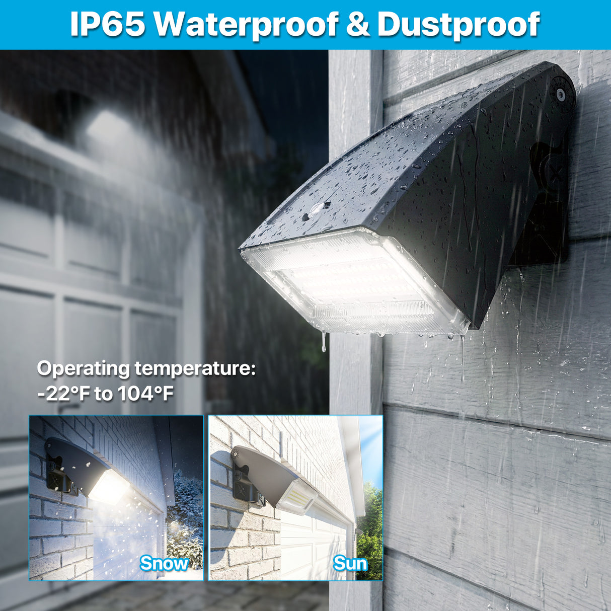 Outdoor wall light fixture with IP65 rating
