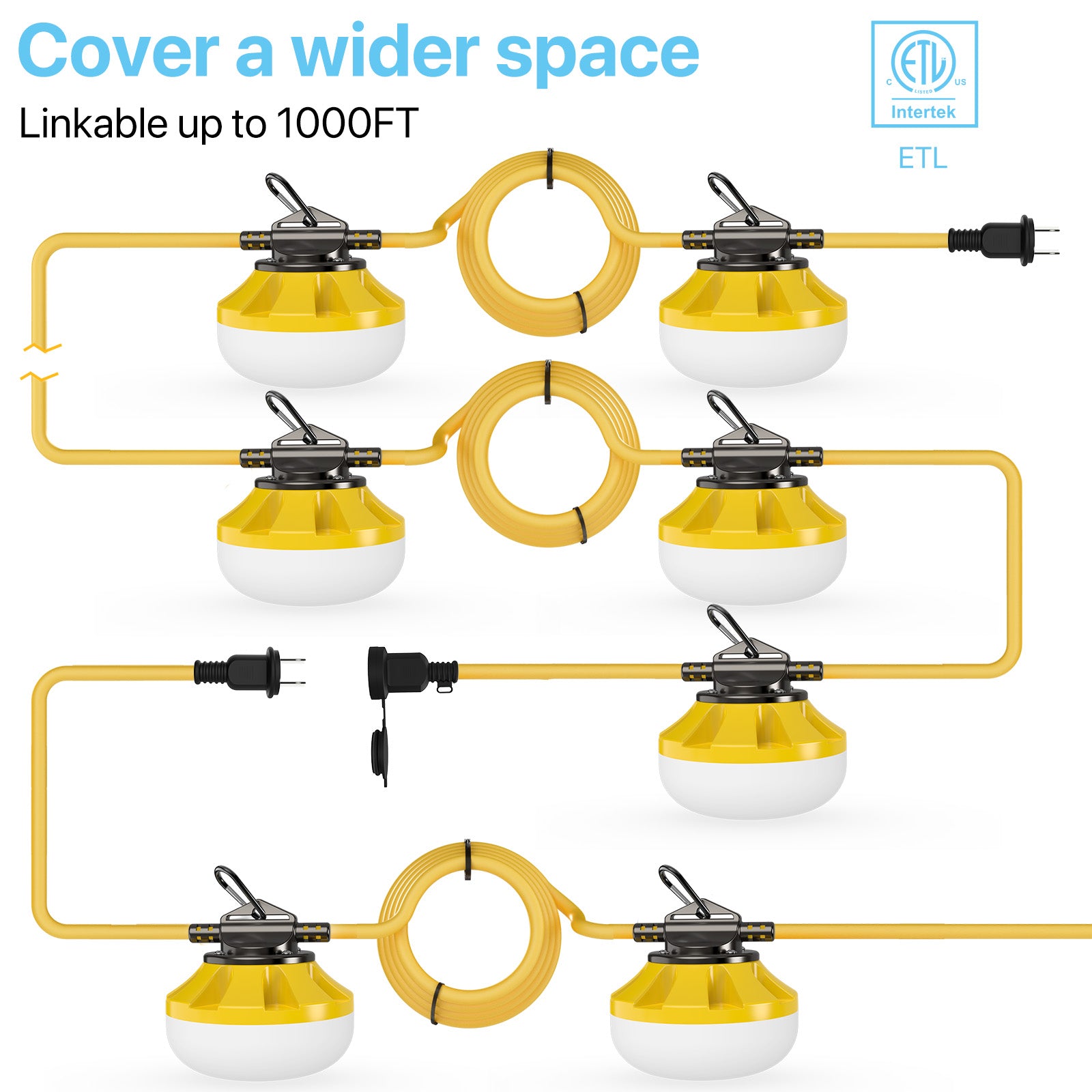 Hyperlite Construction String Lights: Linkable up to 1000FT