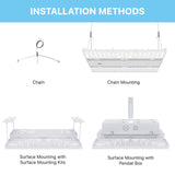 surface mounting, pendant mounting and chain mounting for linear high bay lights