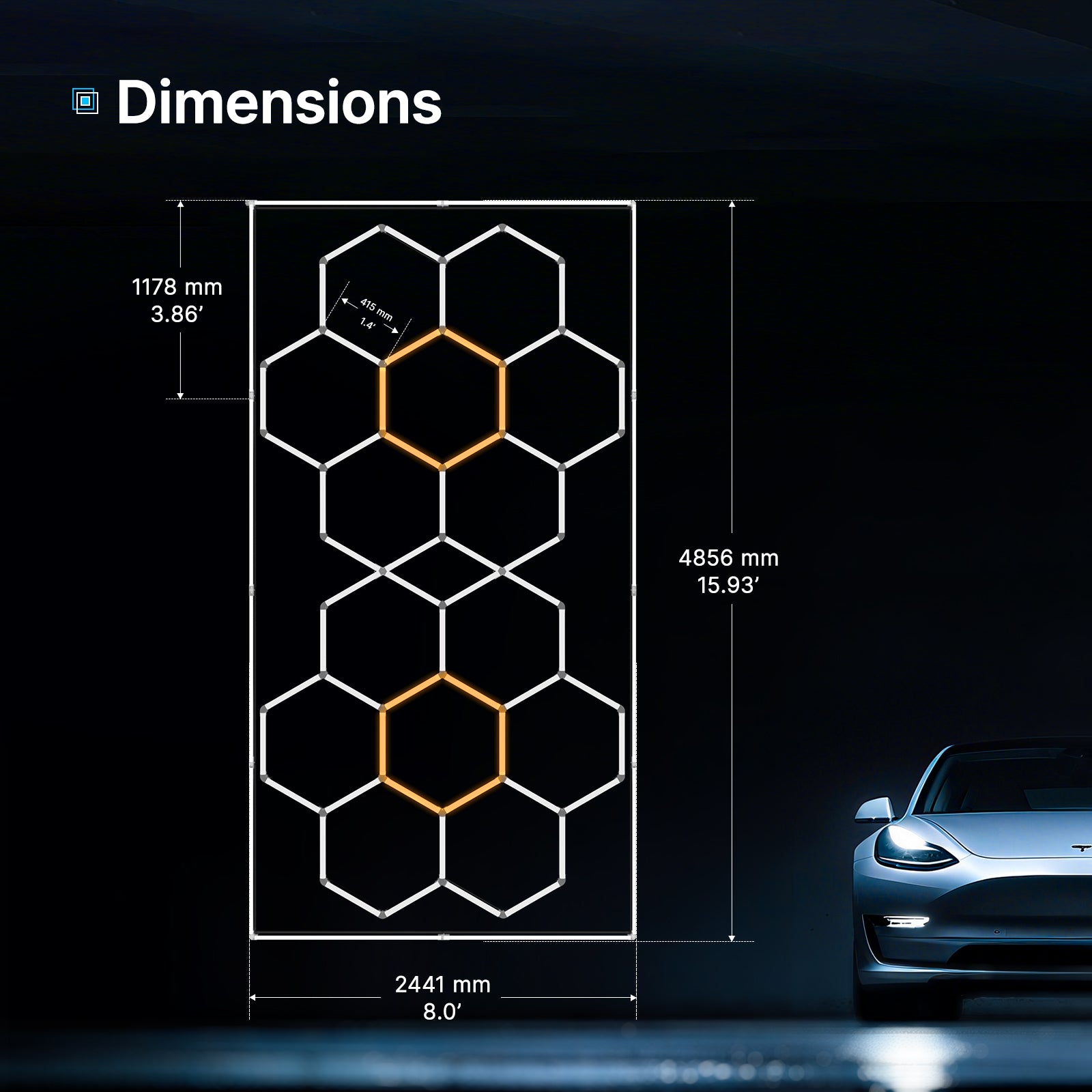 8x13ft bordered hexagon light